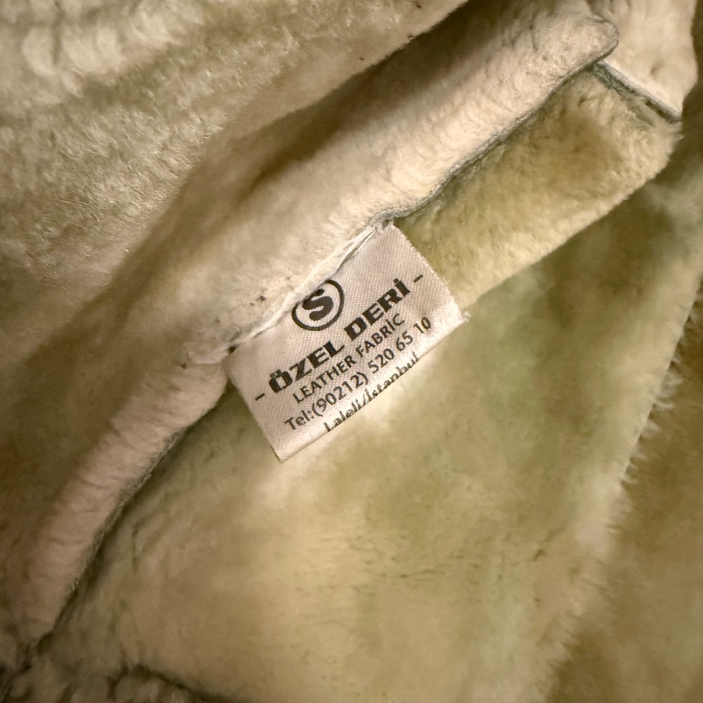Vintage Green Genuine Shearling Fur Jacket With Flared Sleeves - Picture 7 of 12